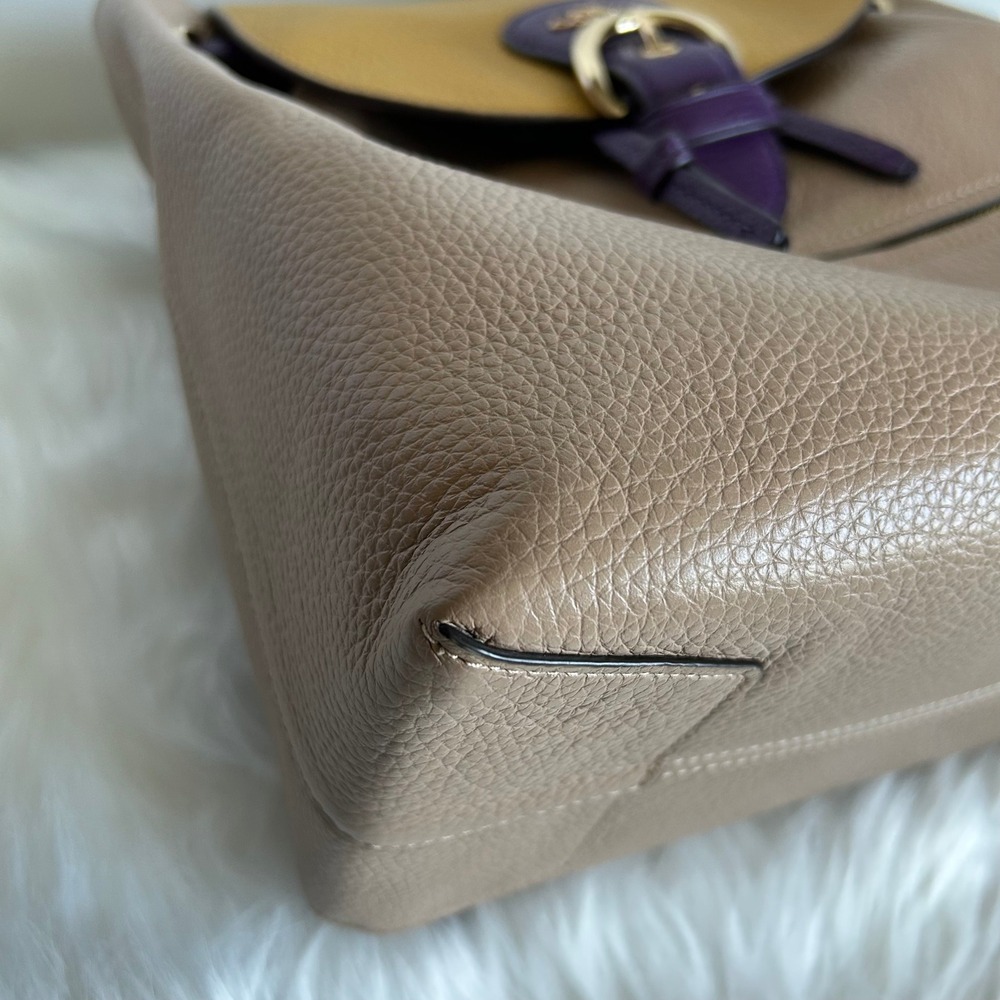 Coach Kleo Taupe Multi Colorblock Pebbled Leather Backpack NEW - Picture 6 of 12